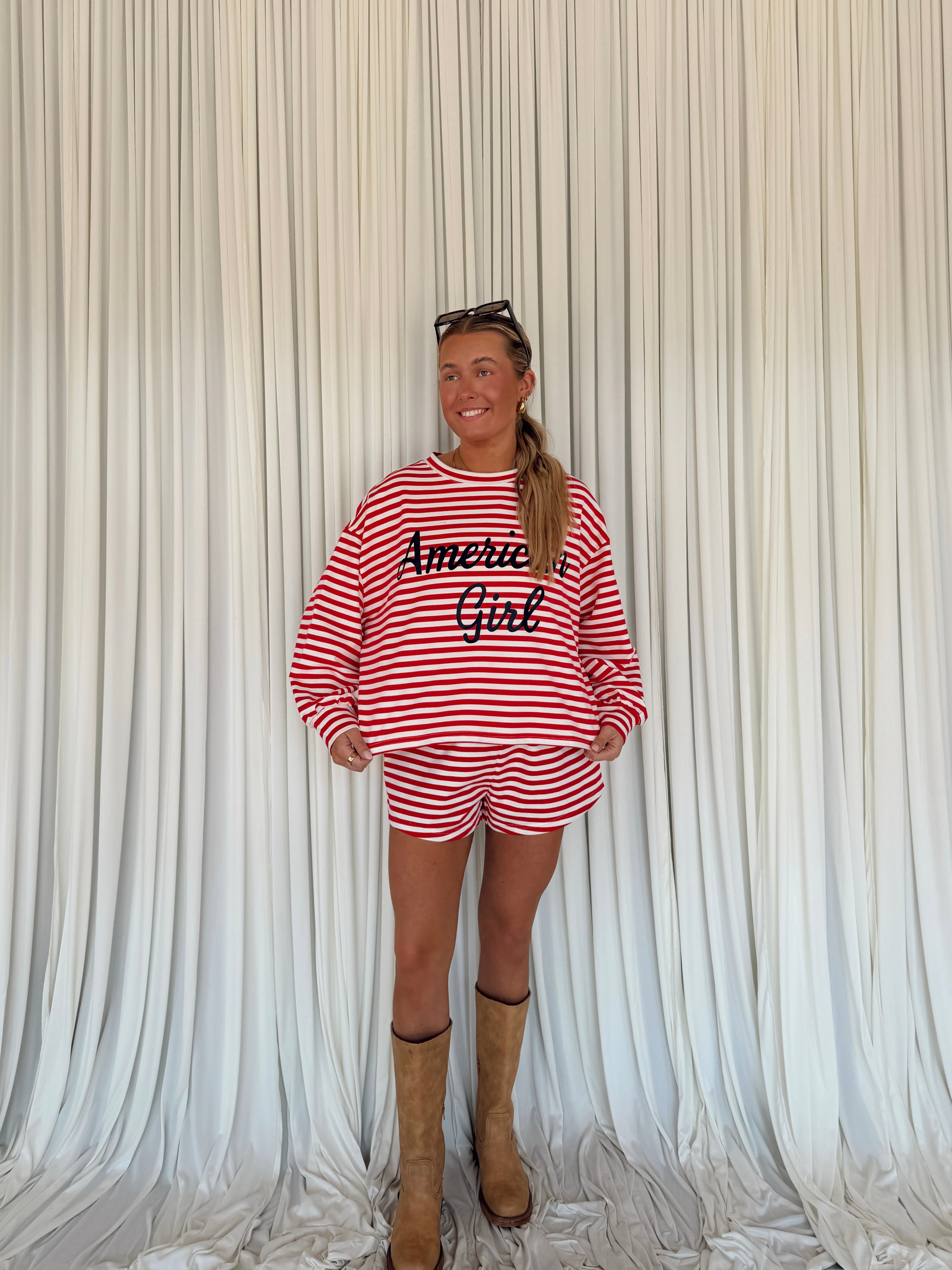 Comfy Elastic Waist Striped Knit Shorts