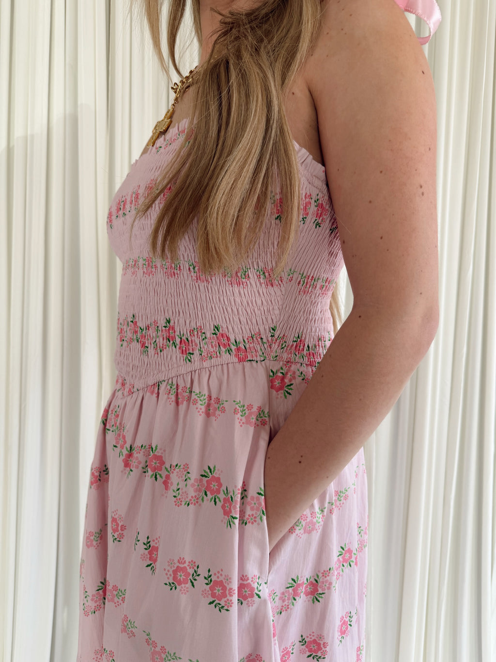 Floral Printed Poplin Midi Dress