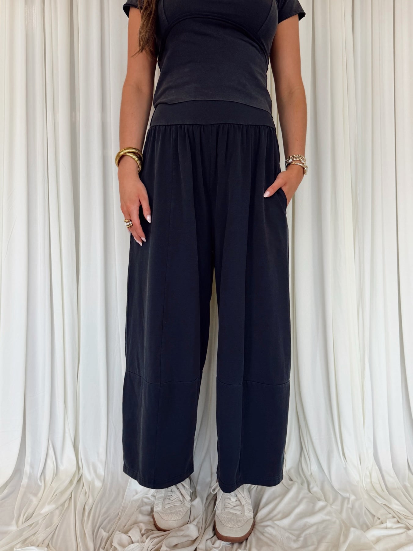 Mineral Washed Wide Leg Pants