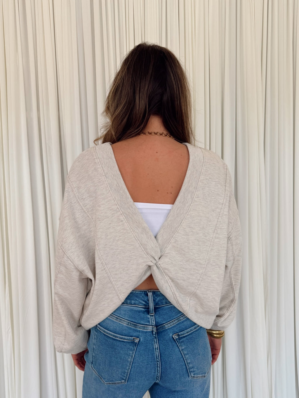 Reversible Twist-Front Sweatshirt Top