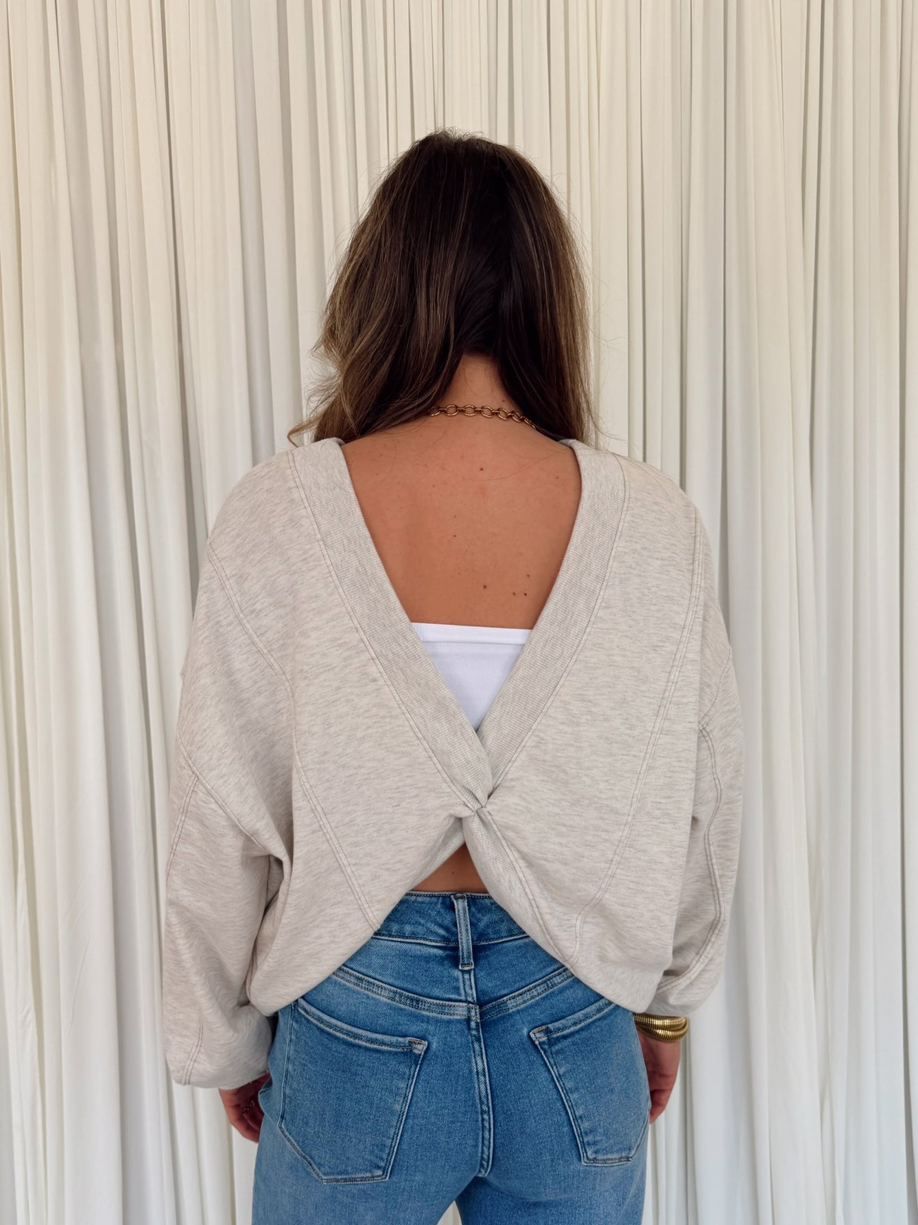 Reversible Twist-Front Sweatshirt Top