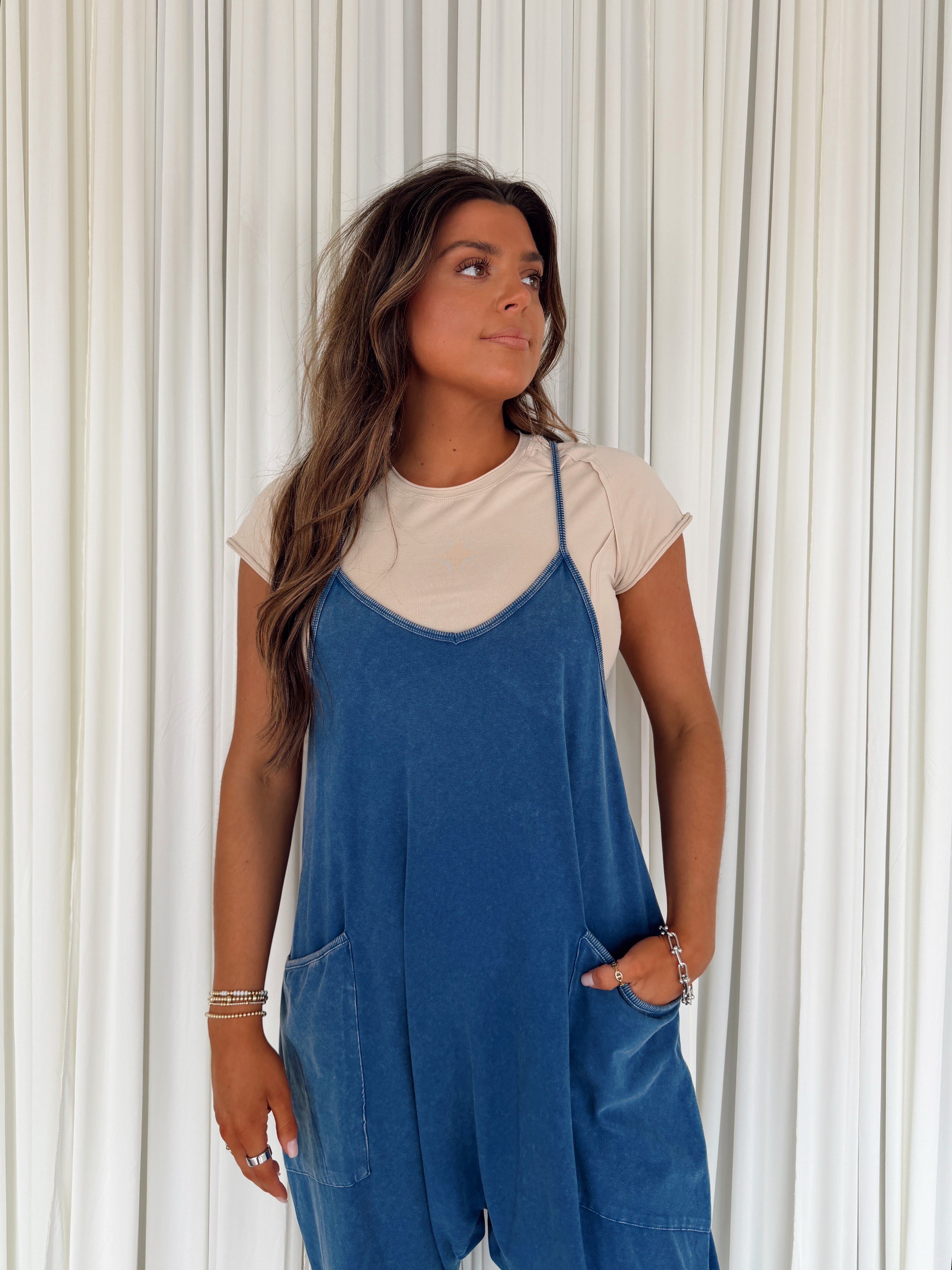 Mineral Wash Spaghetti Strap Jumpsuit