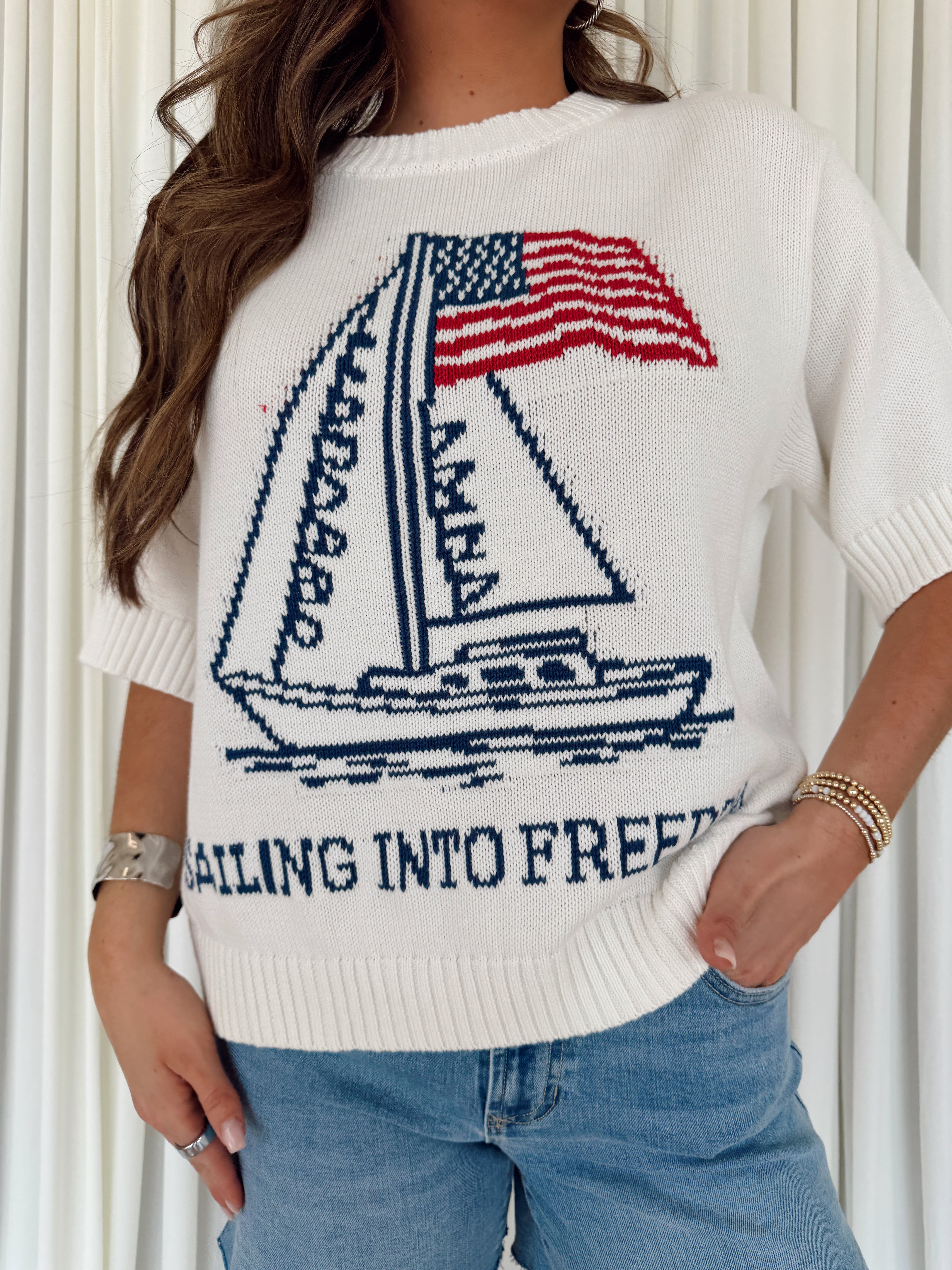 4th of July Boat & Flag Sweater