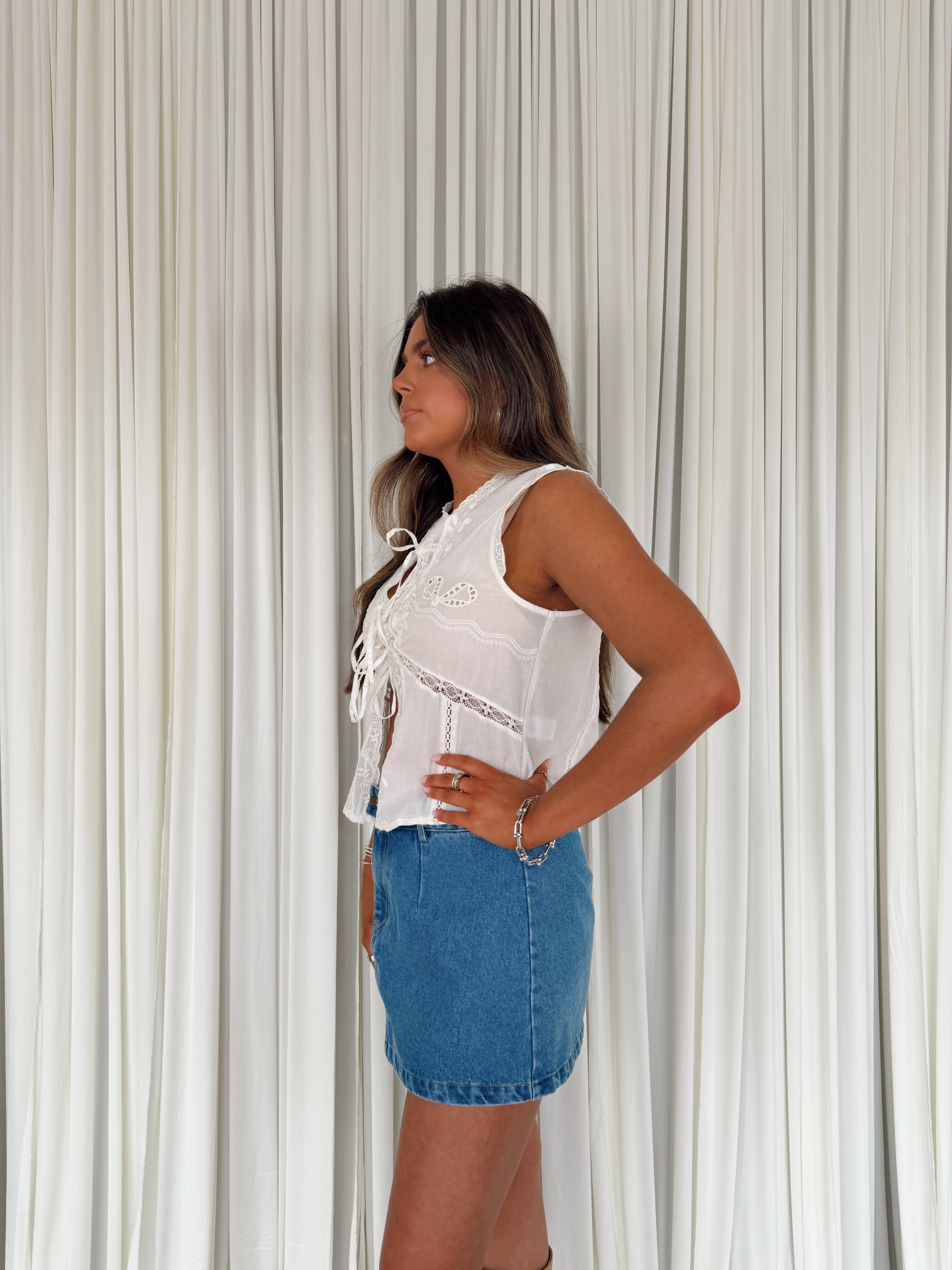 Denim Belt Loop Mini Skort