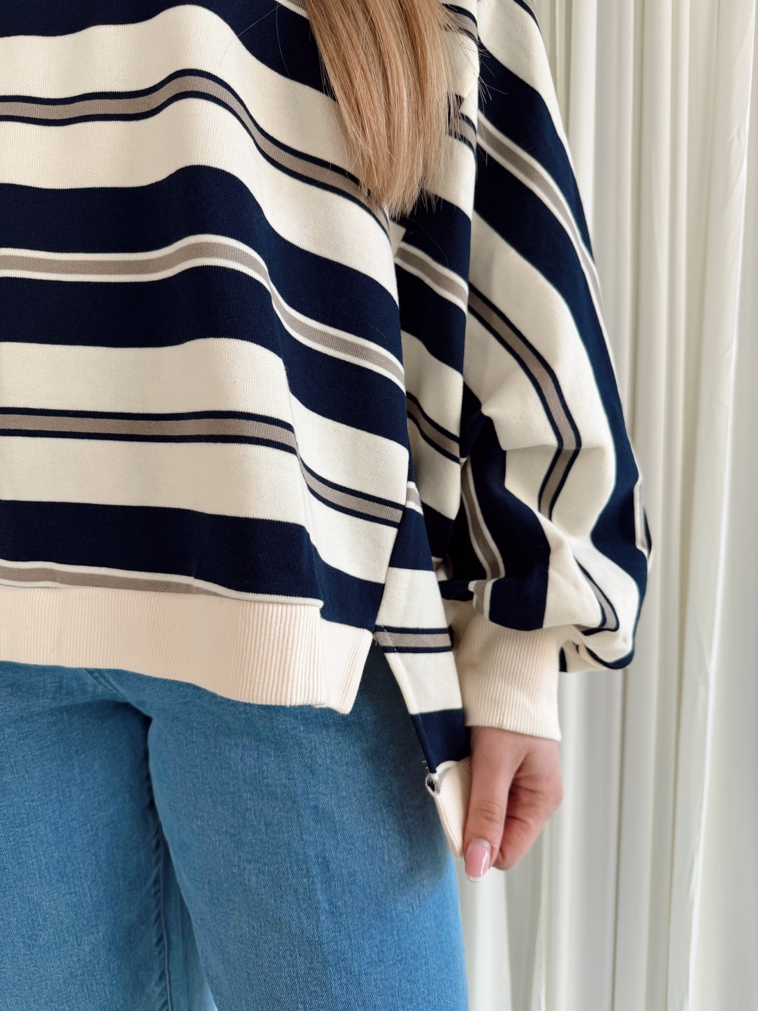 Striped Oversized Crewneck Top