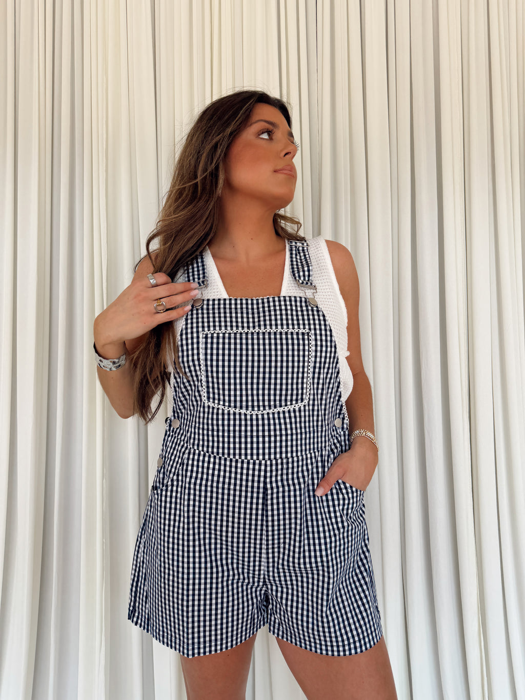 Gingham Printed Sleeveless Romper