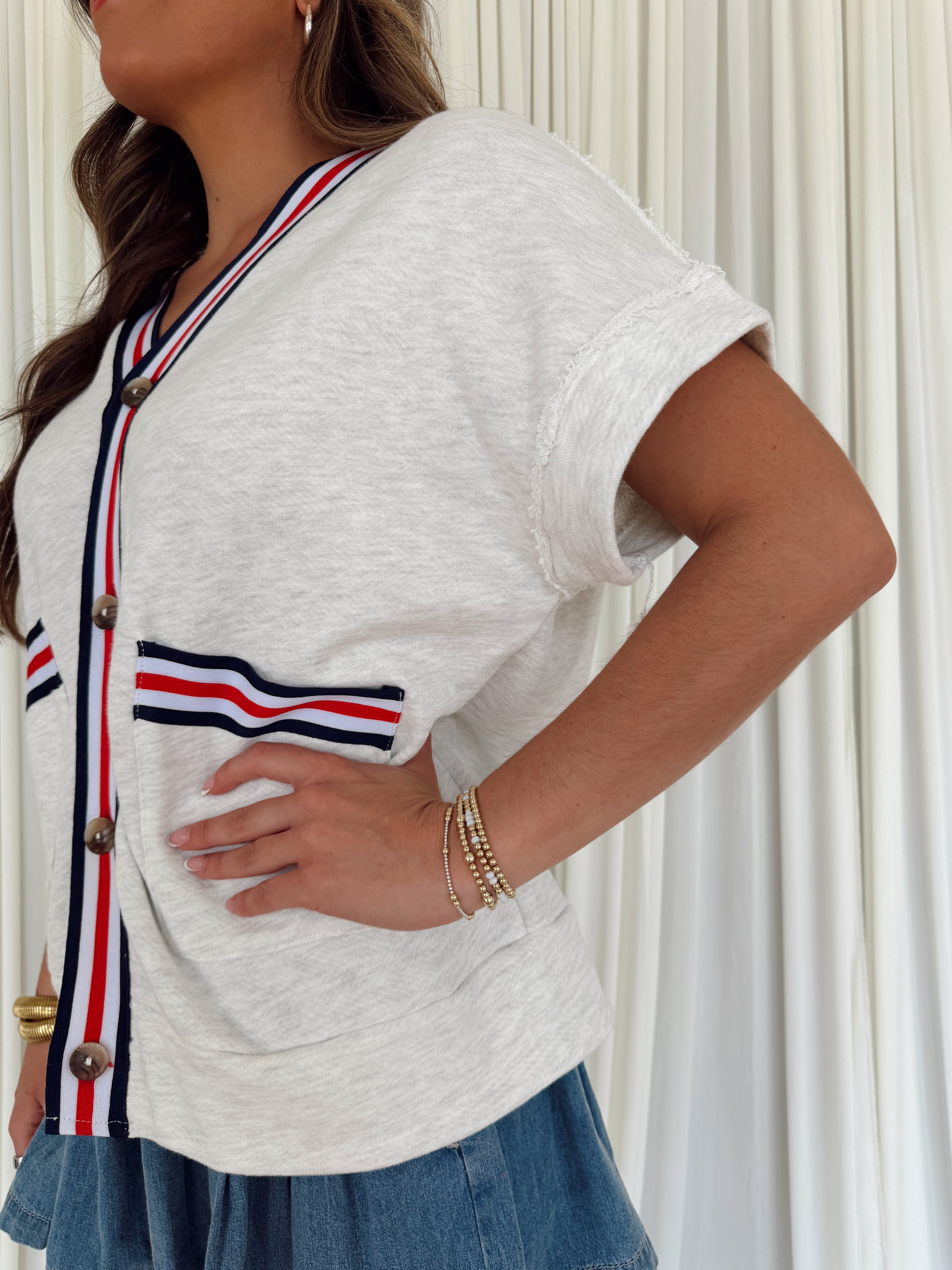 T2578 Striped Oversized Cardigan Top