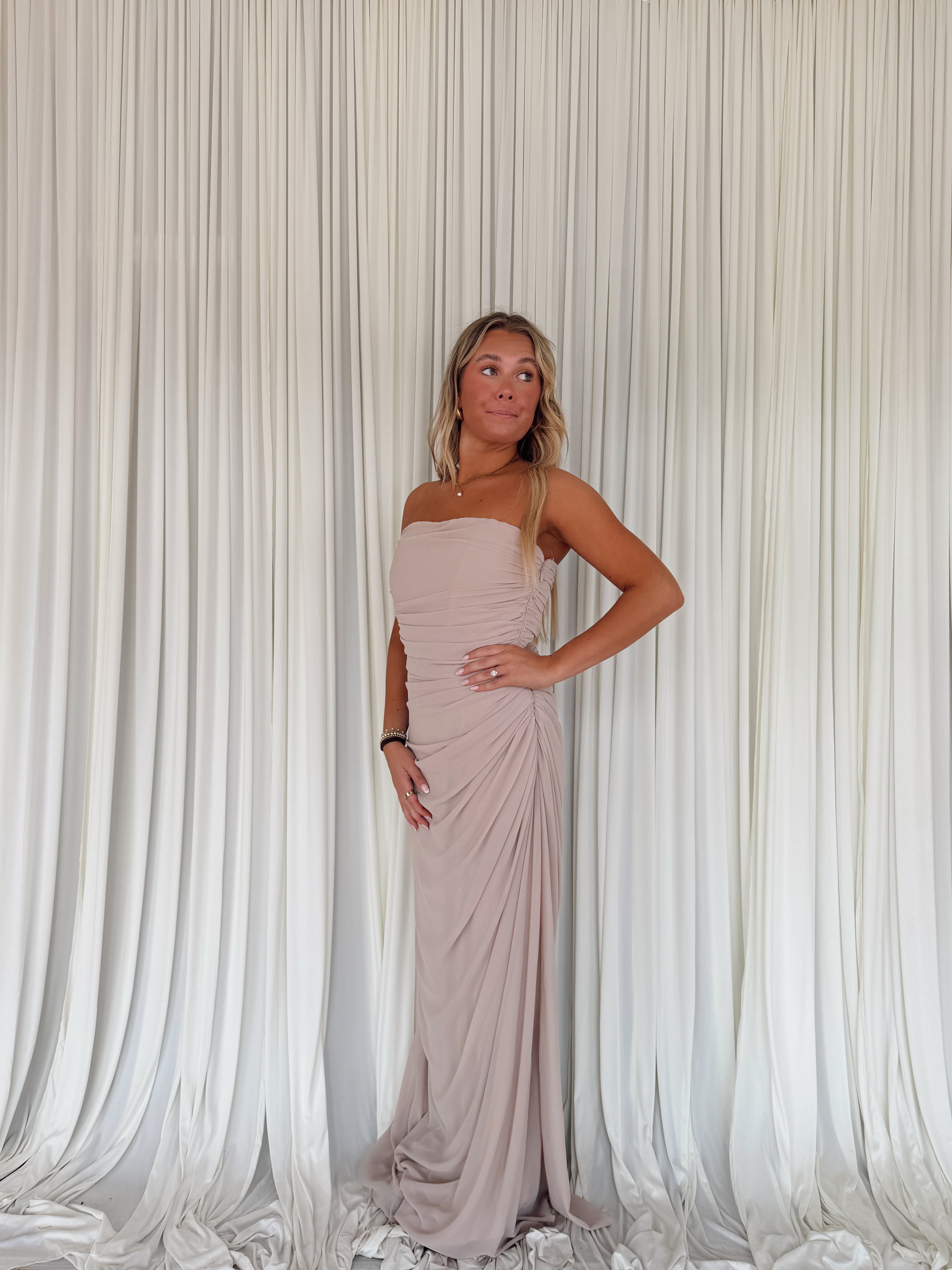 Chiffon Pintuck Maxi Dress