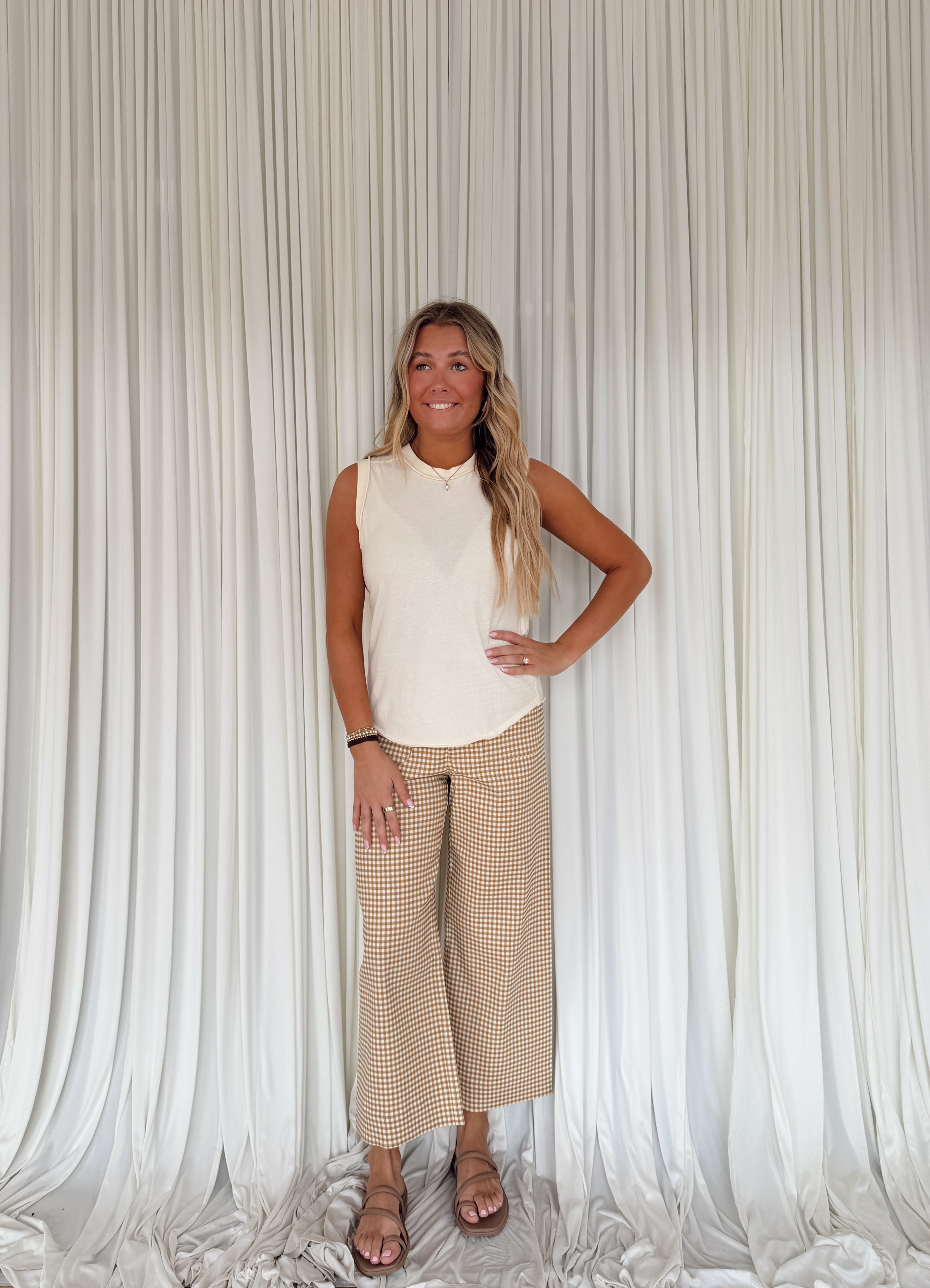 Gingham Straight Leg Pants