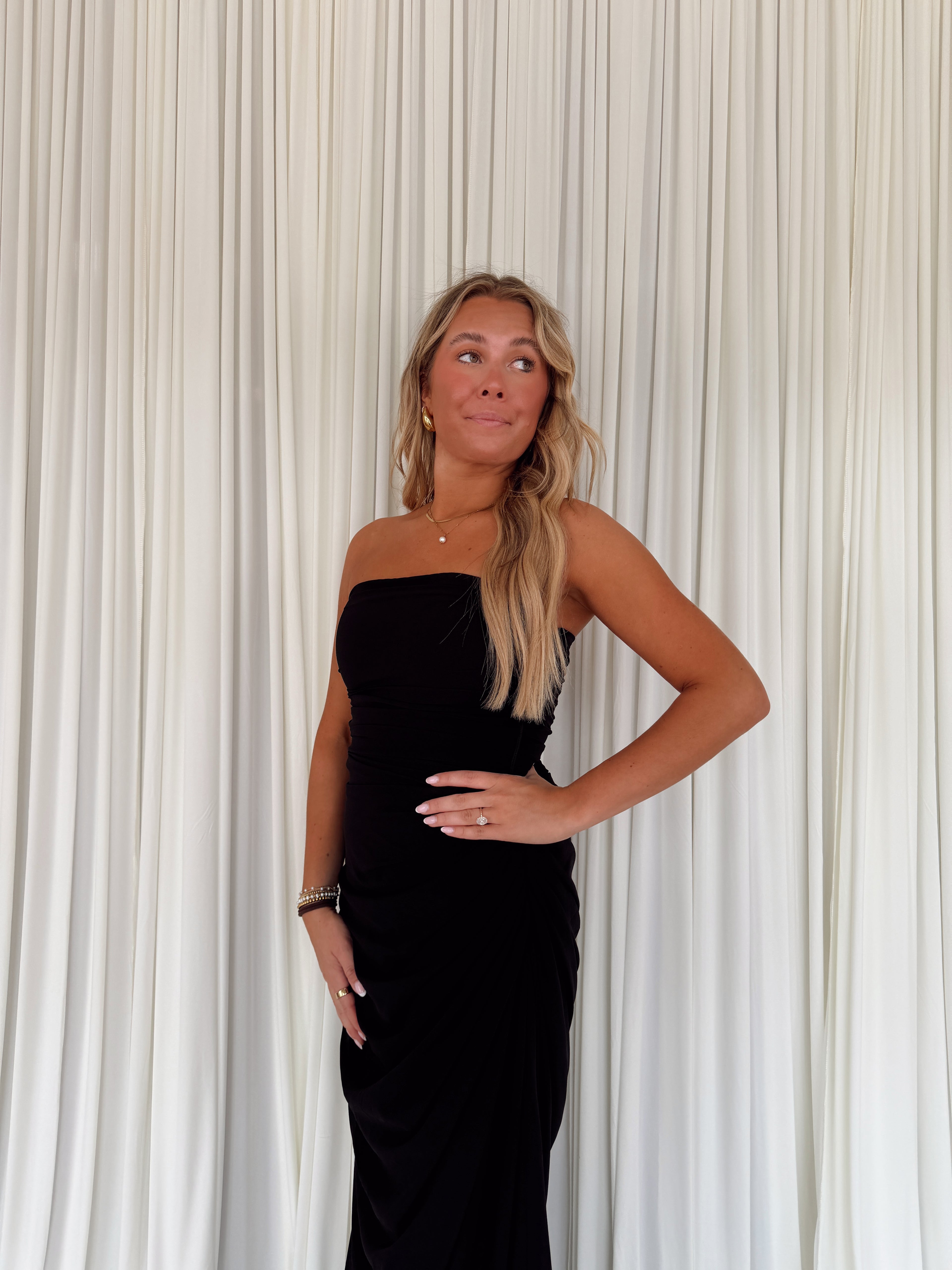 Chiffon Pintuck Maxi Dress