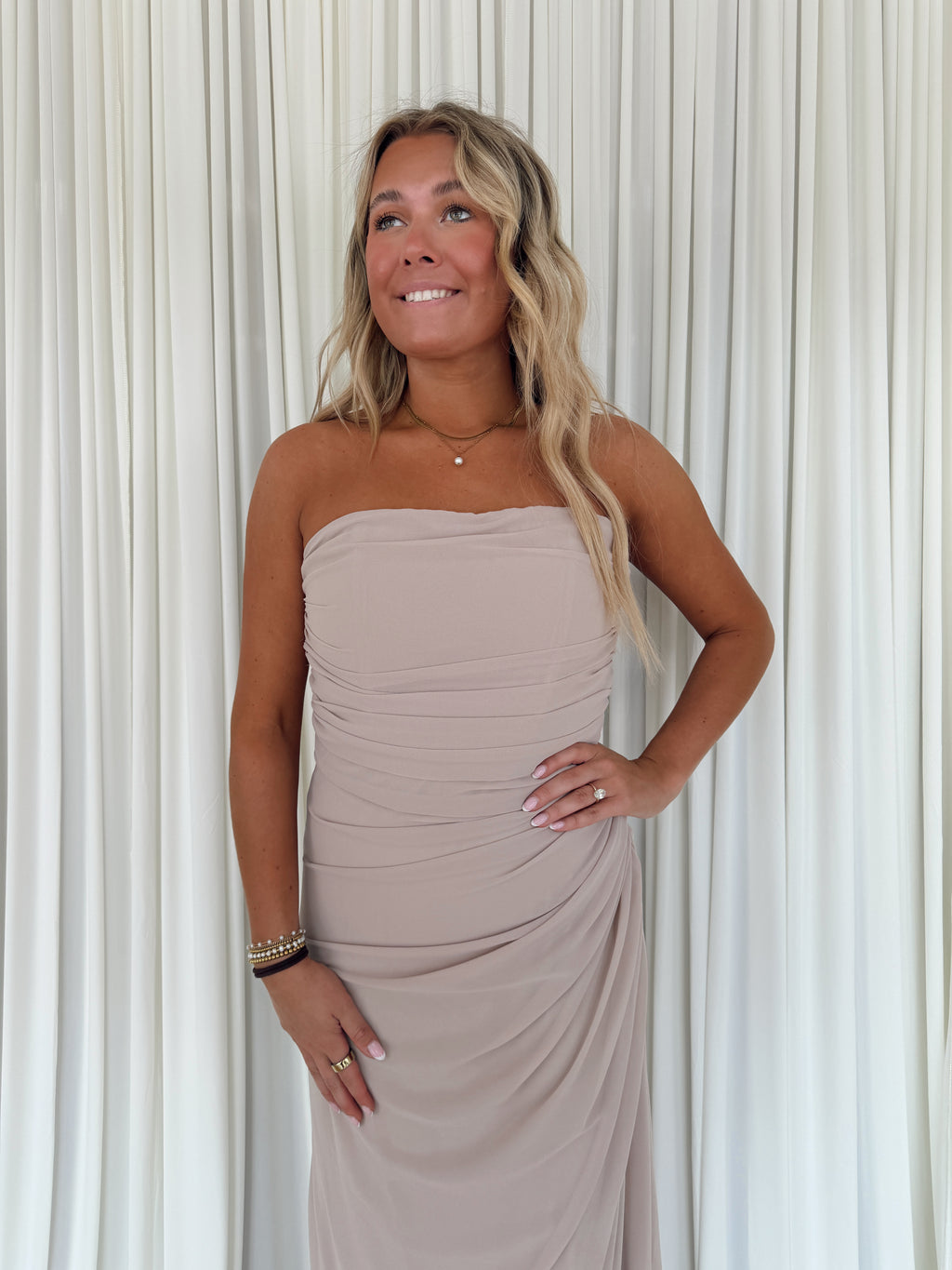 Chiffon Pintuck Maxi Dress
