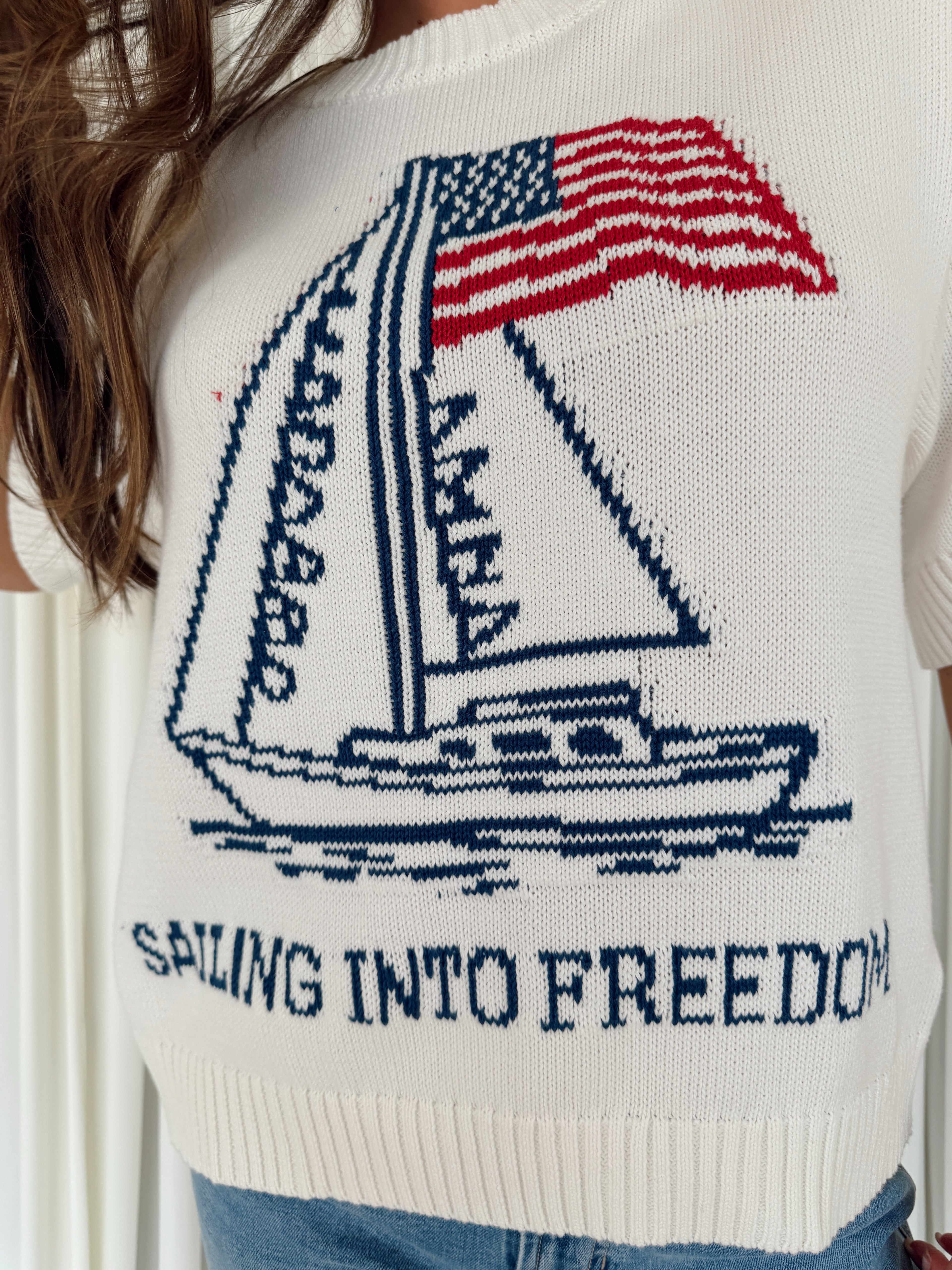 4th of July Boat & Flag Sweater