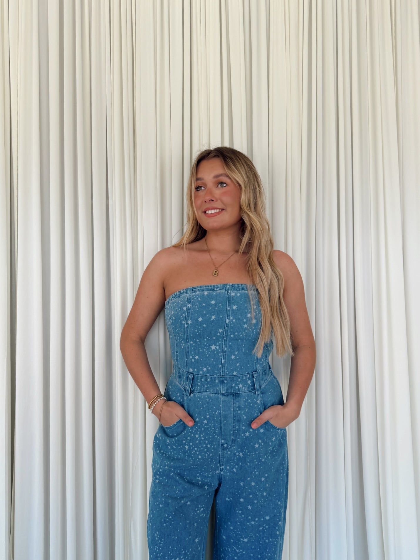Twill Strapless Barrel Pants Jumpsuit