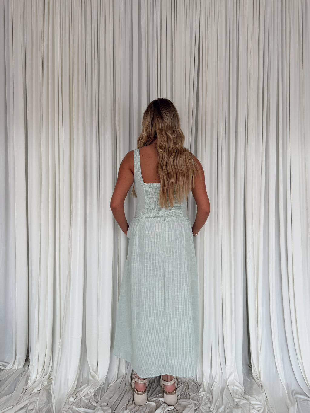 Square Neck Basque Waist Dress