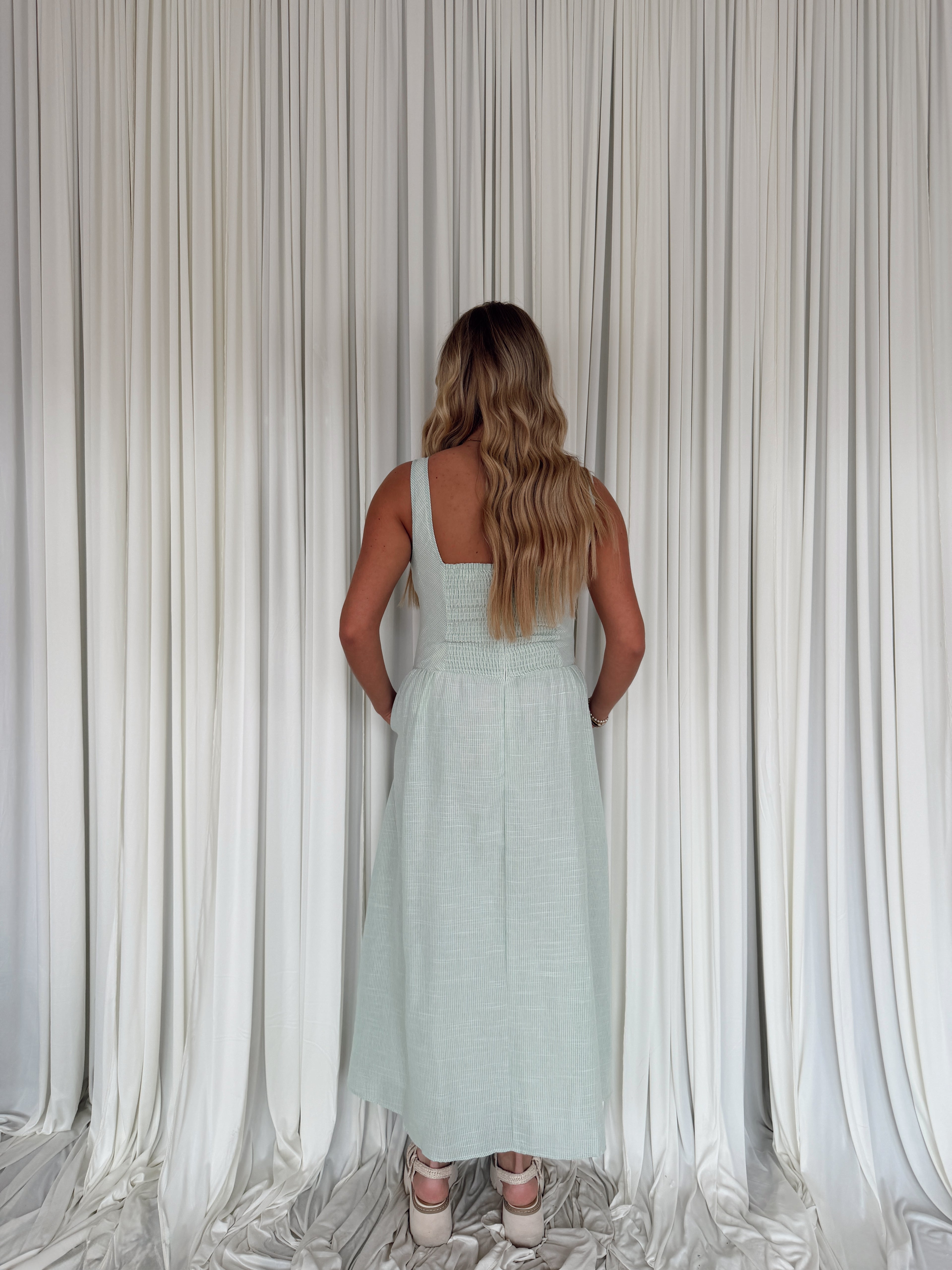 Square Neck Basque Waist Dress