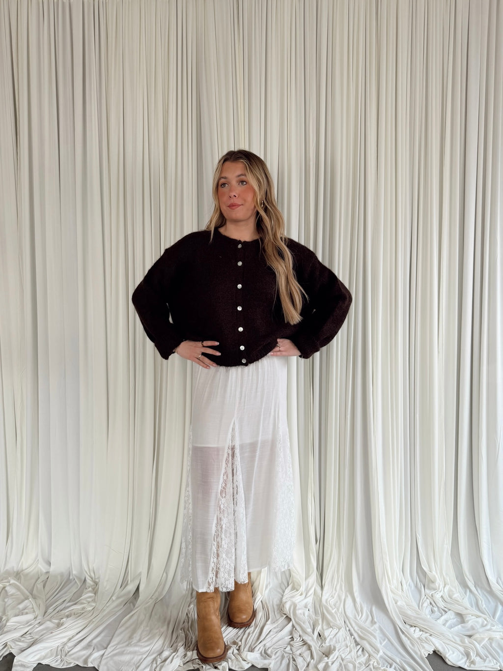 High Waisted Lace Maxi Skirt