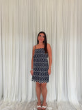 Navy Scalloped Hem Shift Dress