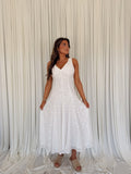 Eyelet Flared Midi Dress