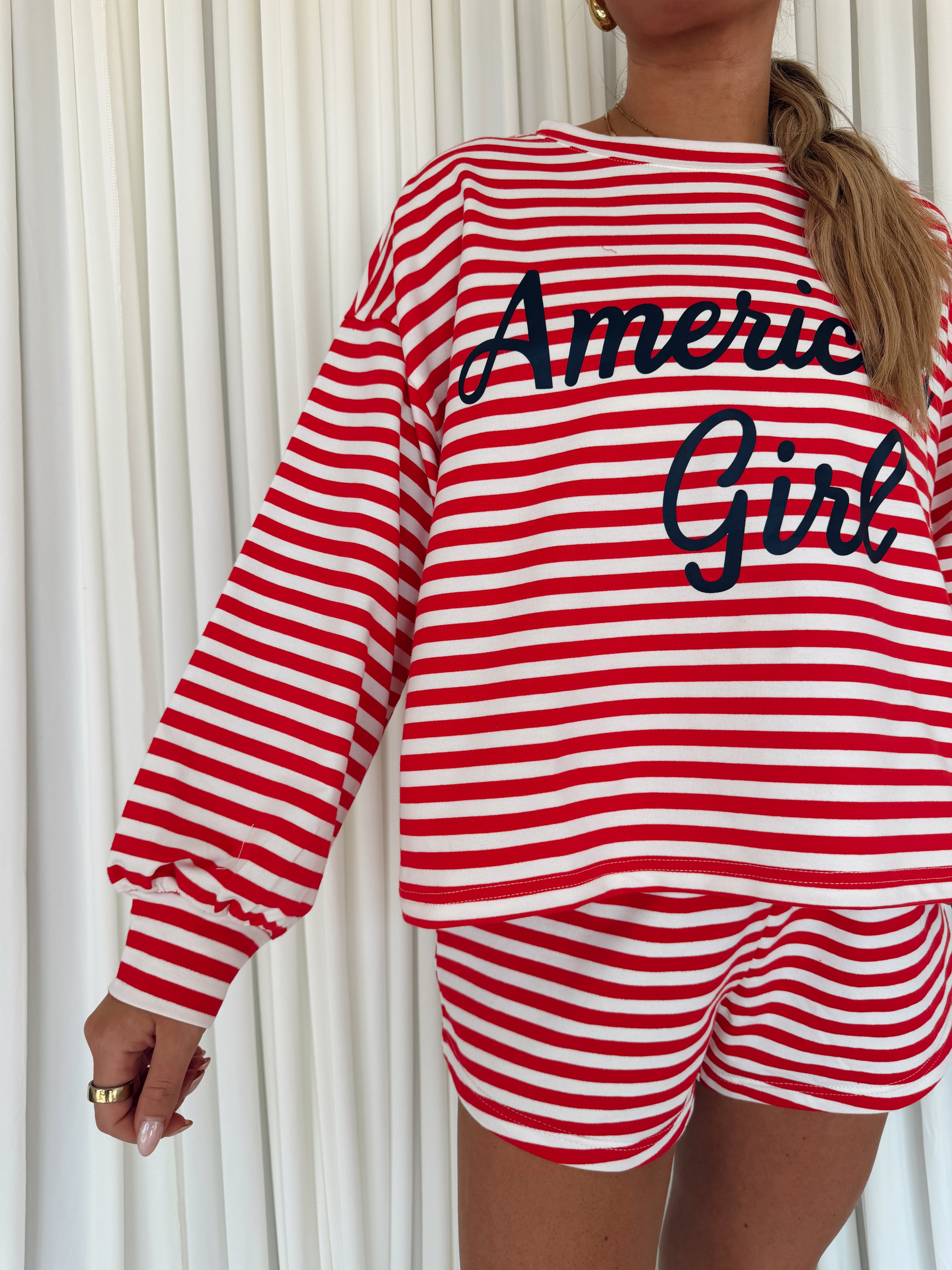 American Girl Oversized Striped T-shirt