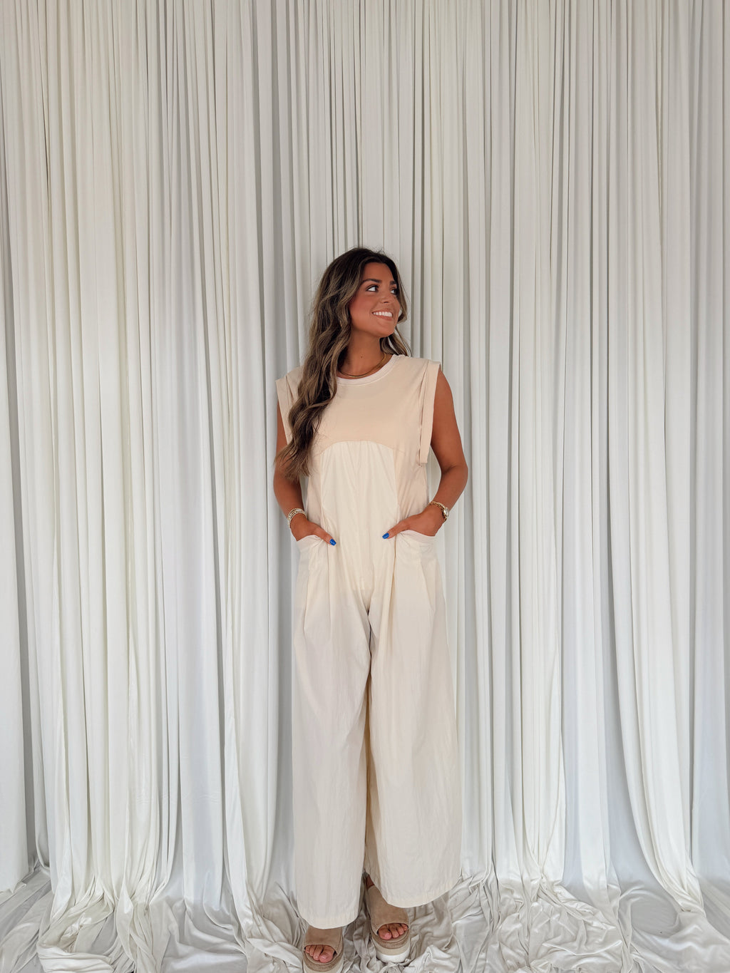 Mineral Washed Open Back Jumpsuit