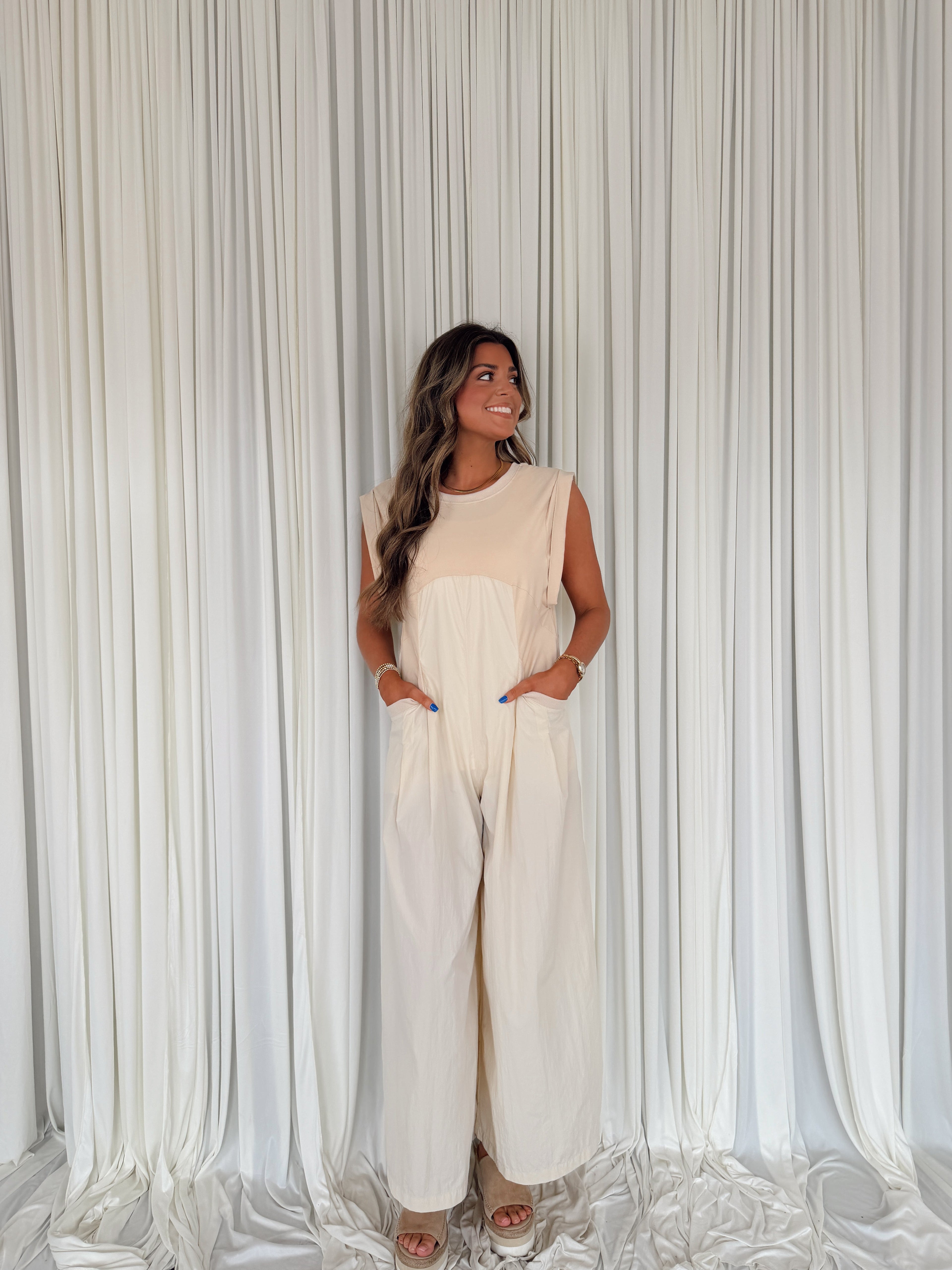 Mineral Washed Open Back Jumpsuit