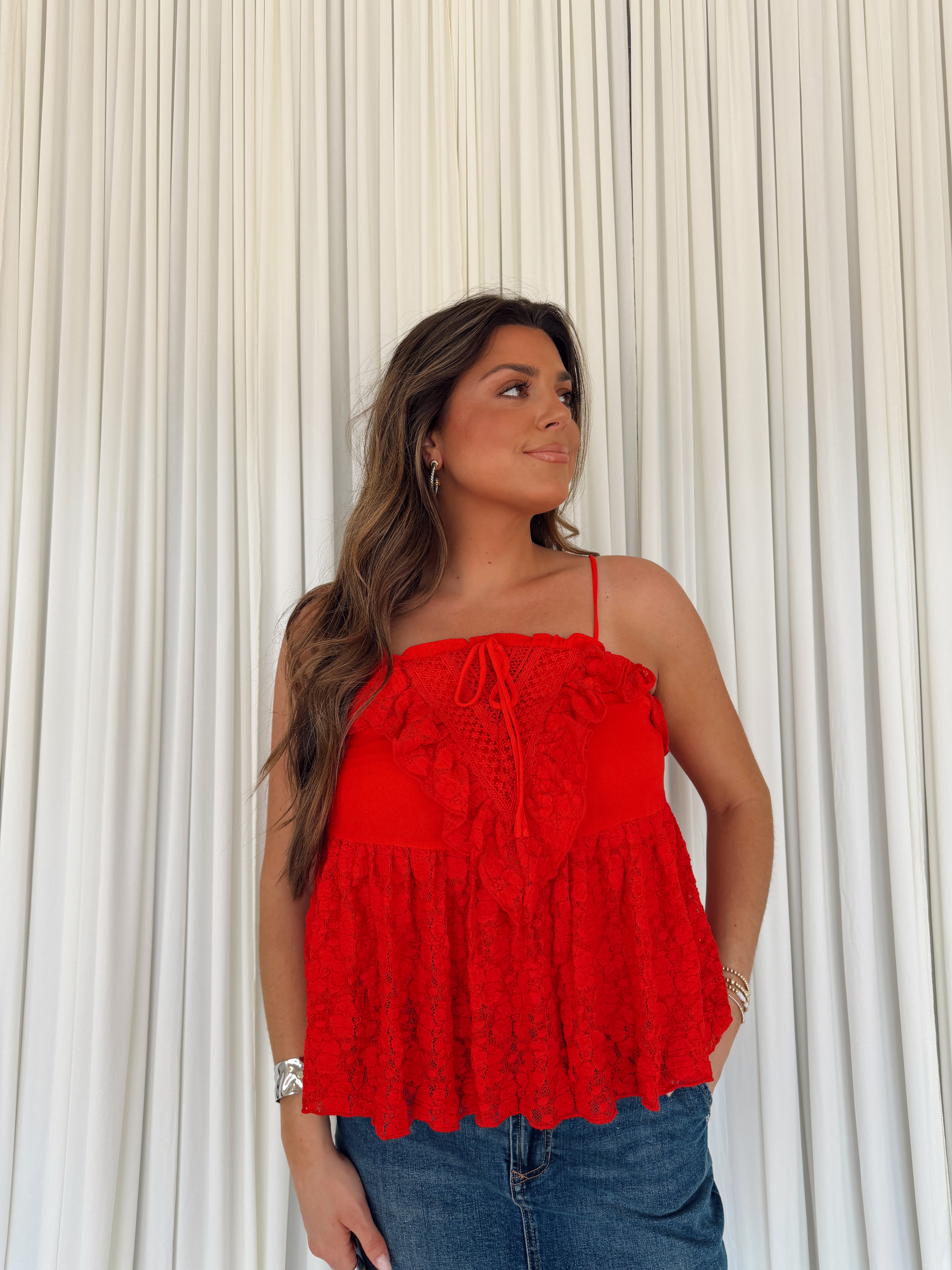 Floral Ruffled Babydoll Cami Top