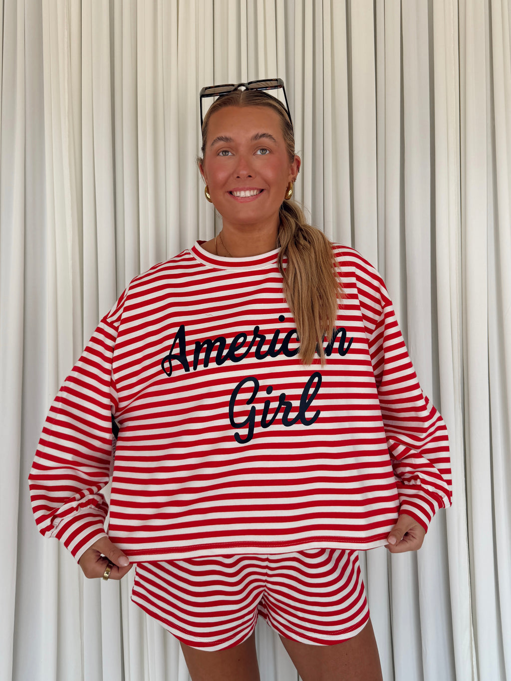 American Girl Oversized Striped T-shirt