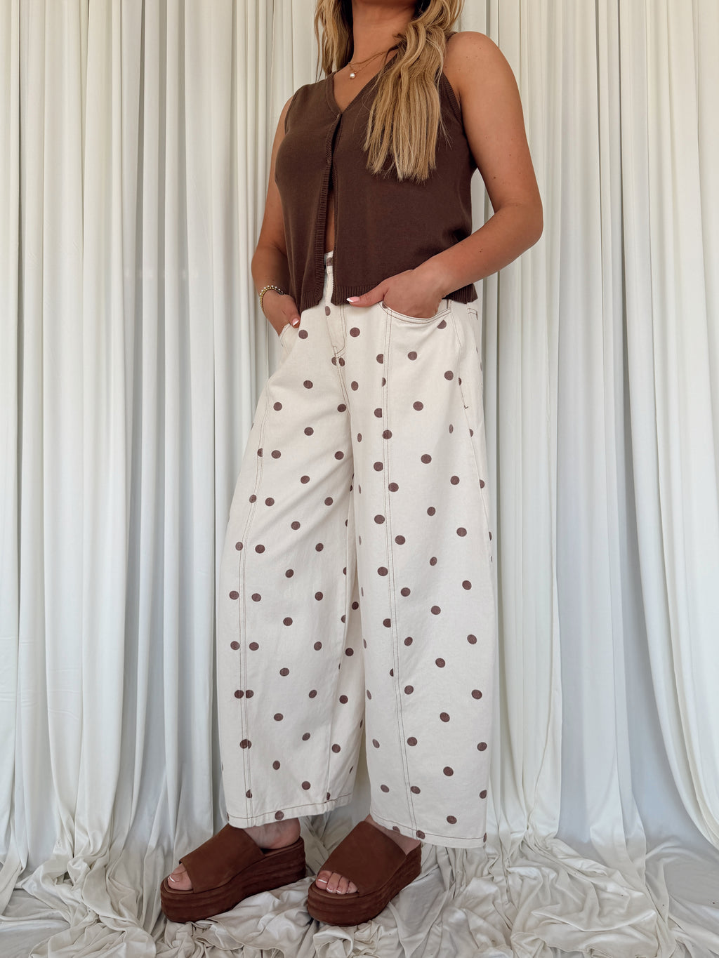 Polka Dot Denim Pants