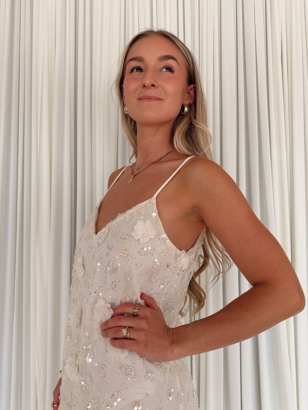 Floral Sequin Embellished Slip Dress