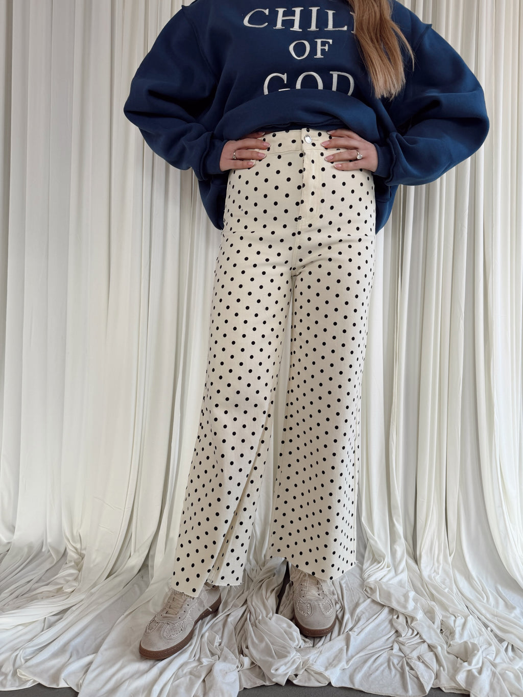 Mini Polka Dot Denim Pants