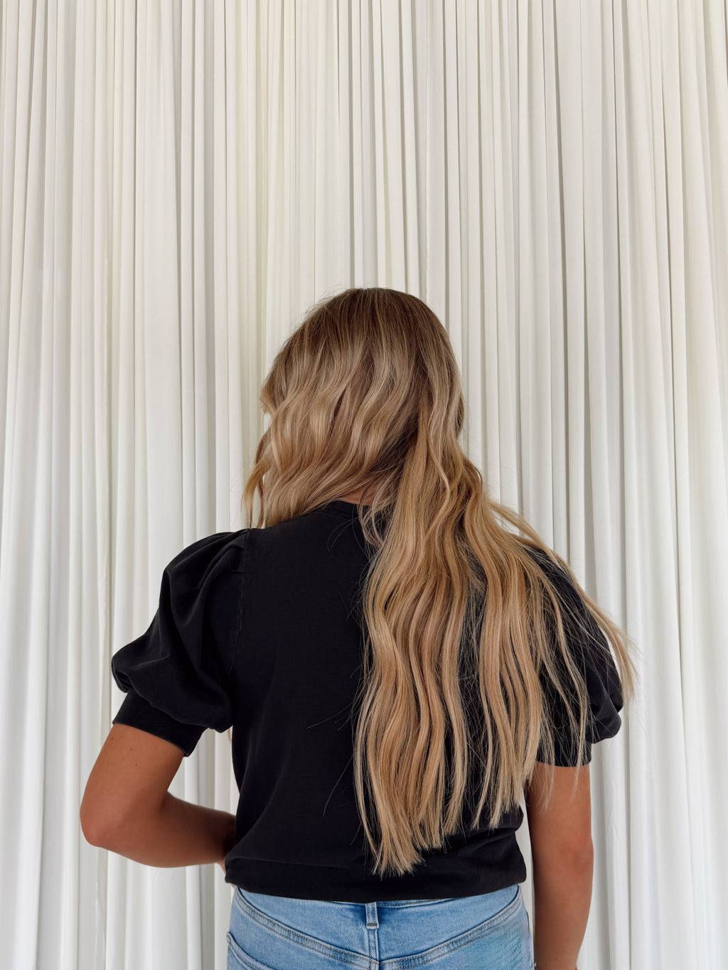 Puff Sleeve Crew Neck Top