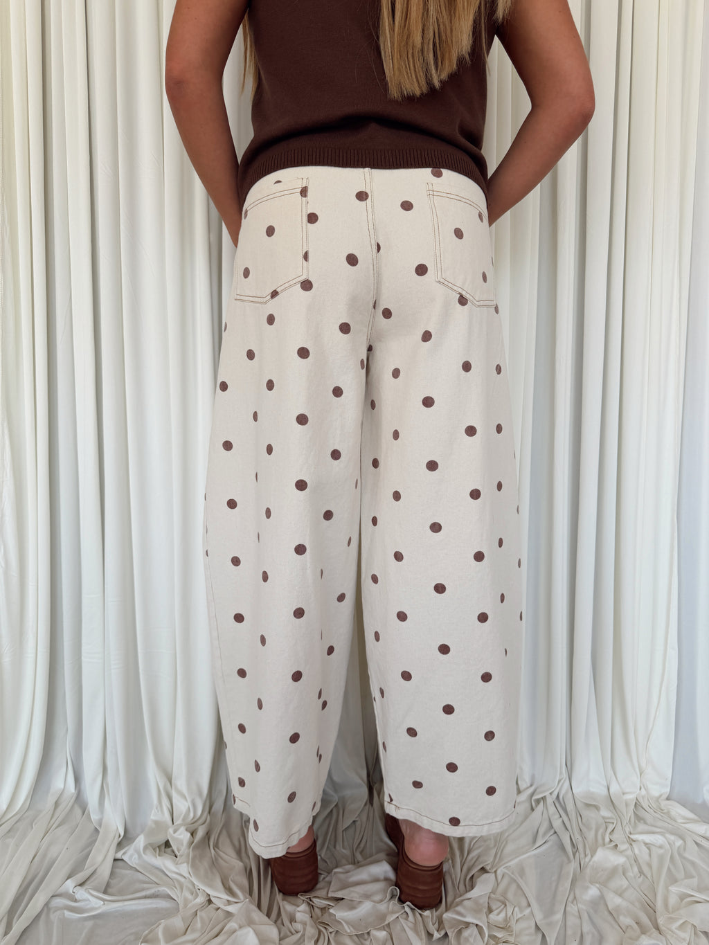 Polka Dot Denim Pants