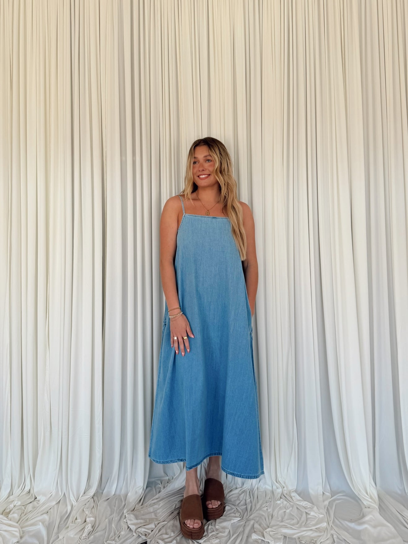 Denim Chambray Maxi Dress