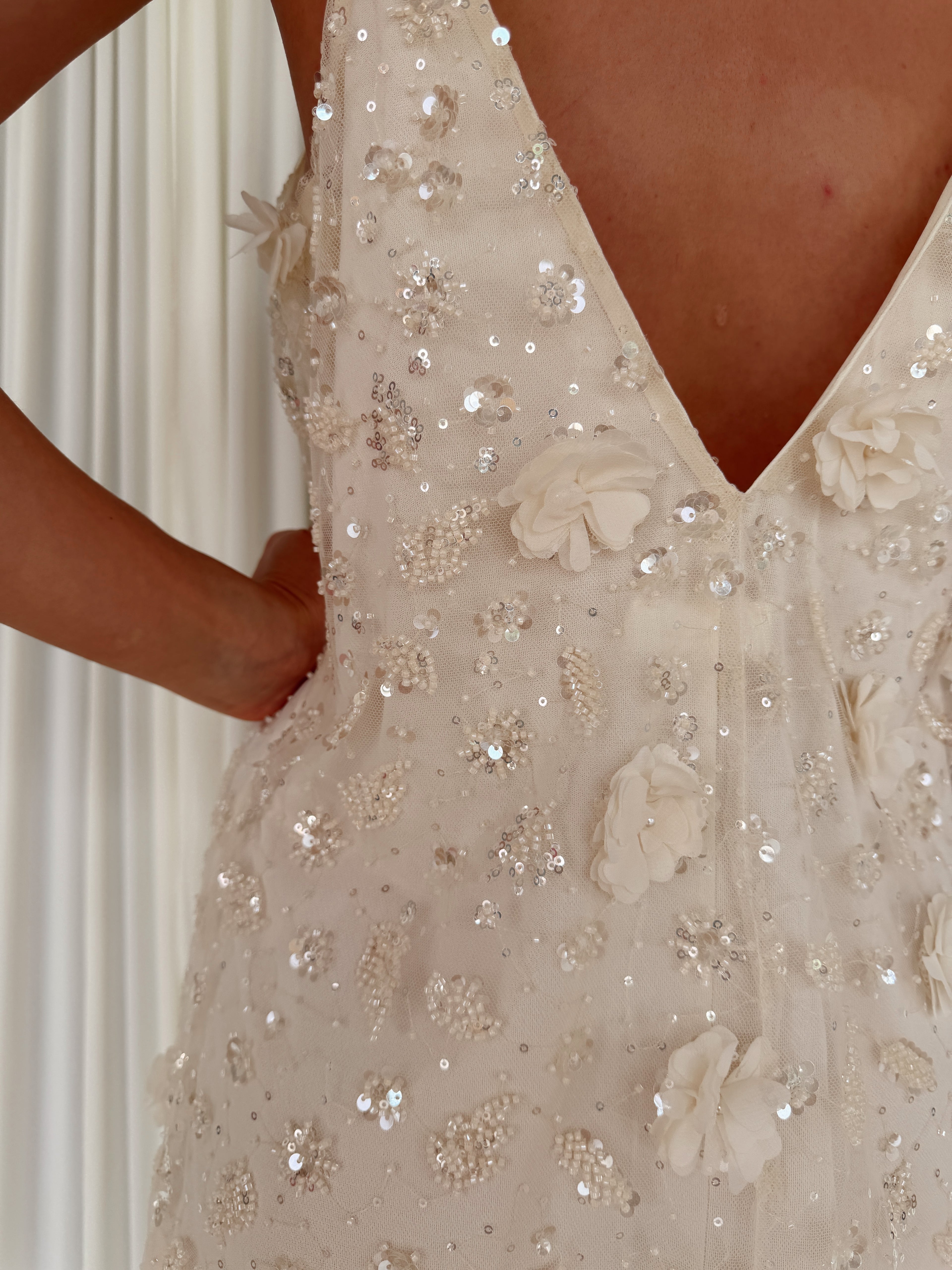 Floral Sequin Embellished Slip Dress