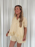 Gingham Hi-Low Blouse with Puff Sleeves