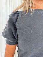 Puff Sleeve Crew Neck Top