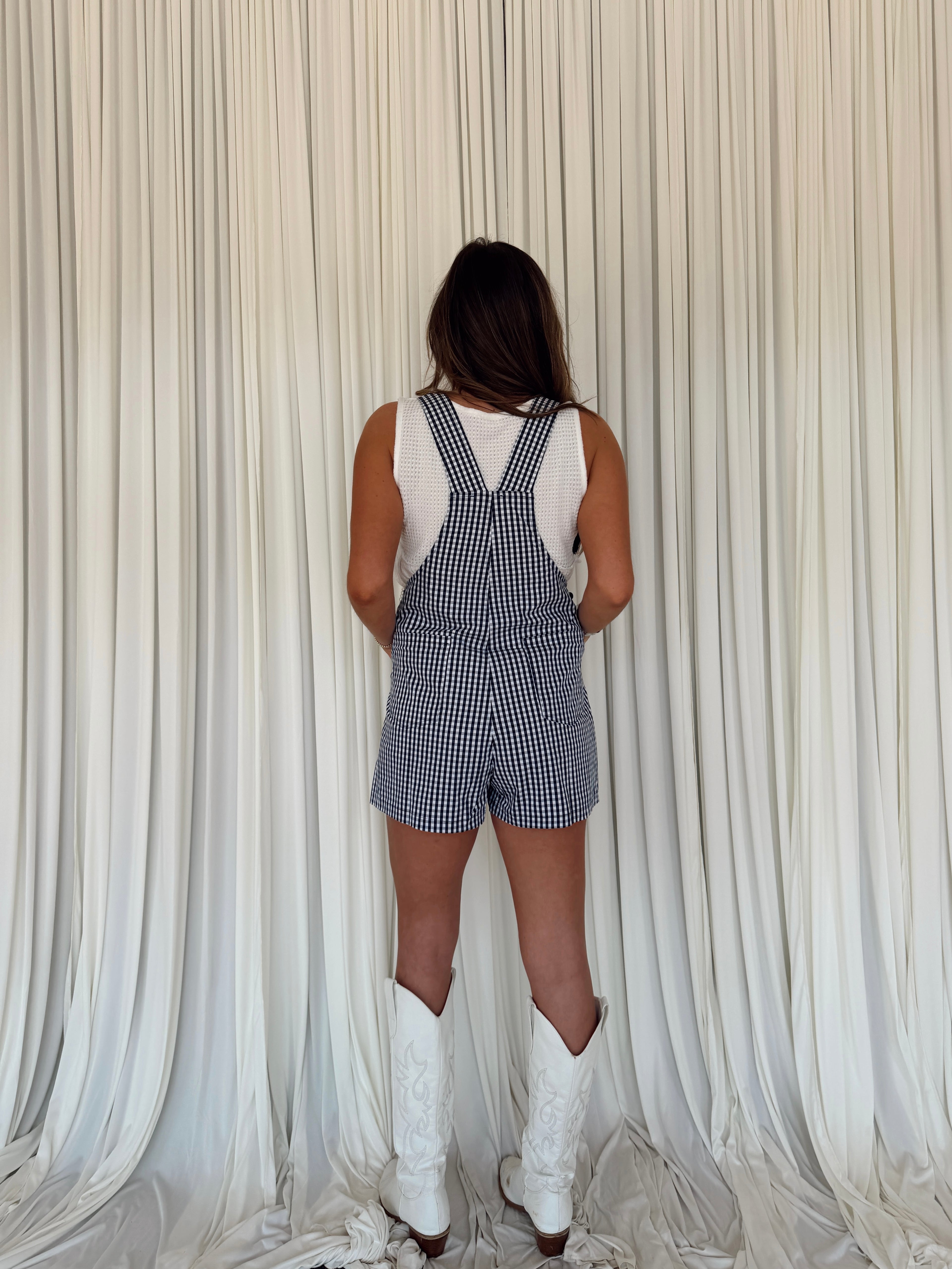 Gingham Printed Sleeveless Romper
