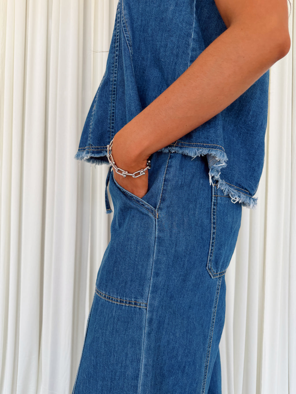Denim Drawstring Pants