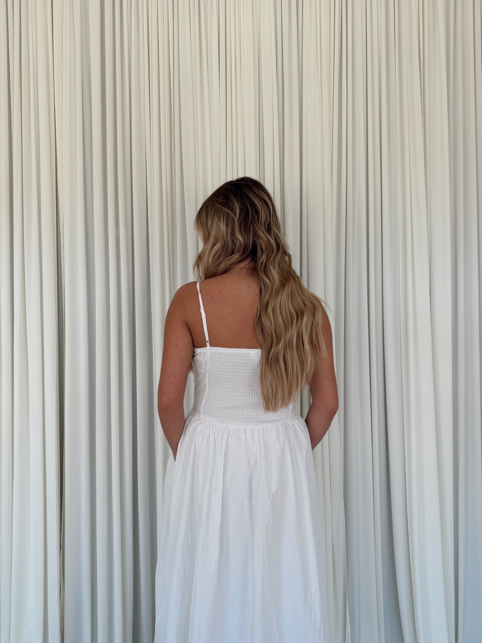 Ruched A-Line Midi Dress