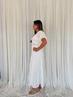 Square Neck Smocked Flare Midi Dress
