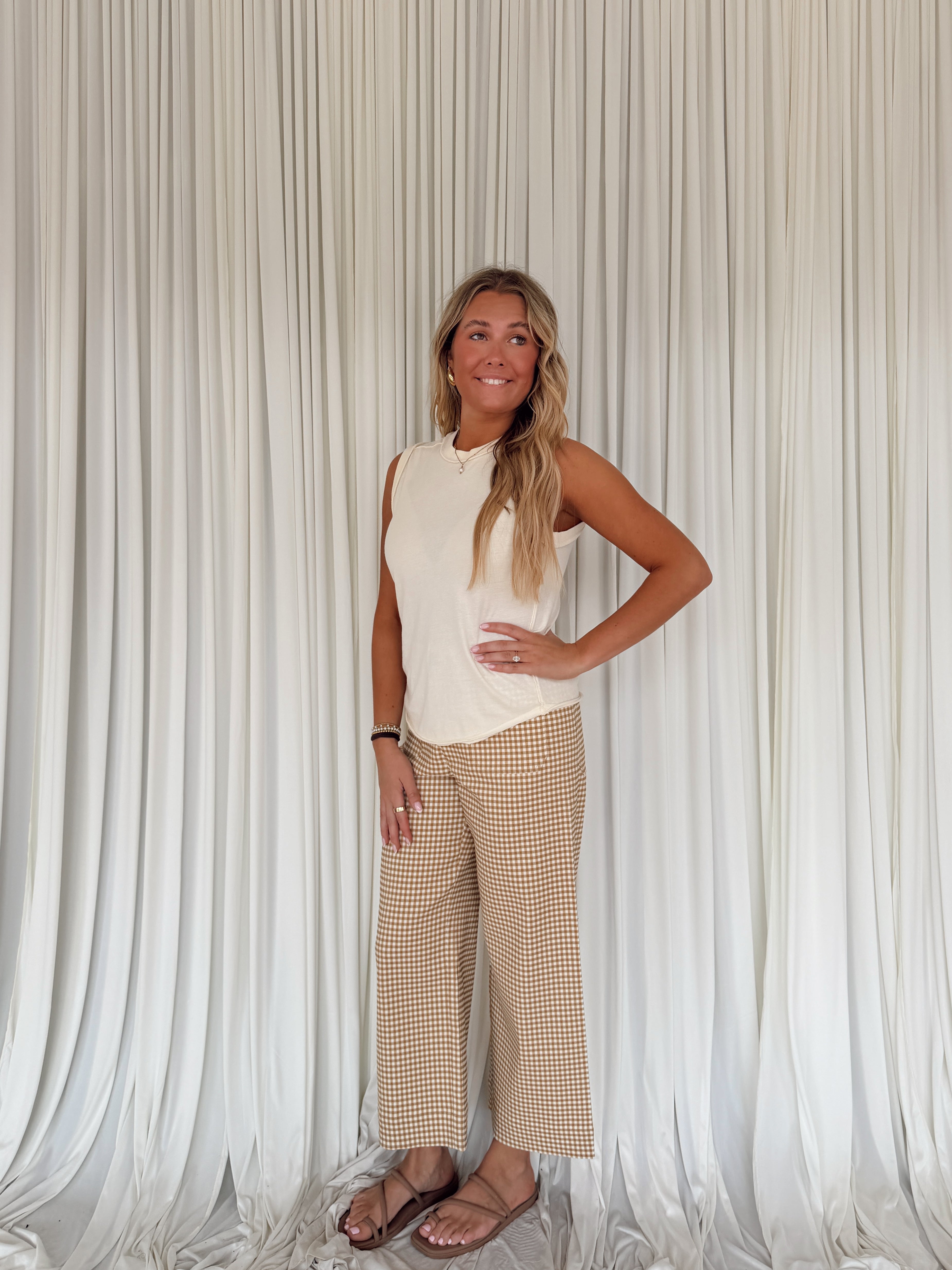 Gingham Straight Leg Pants
