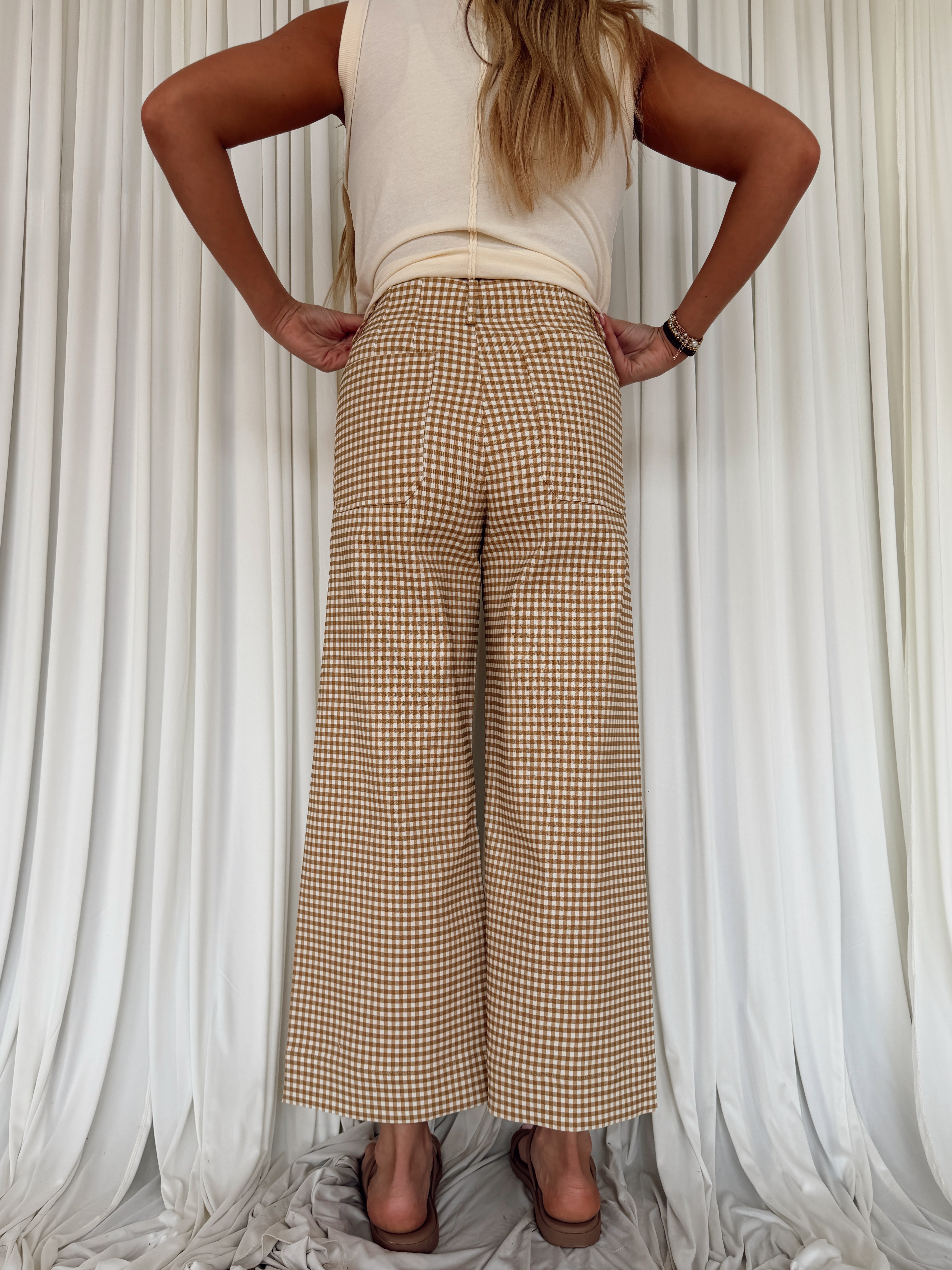 Gingham Straight Leg Pants
