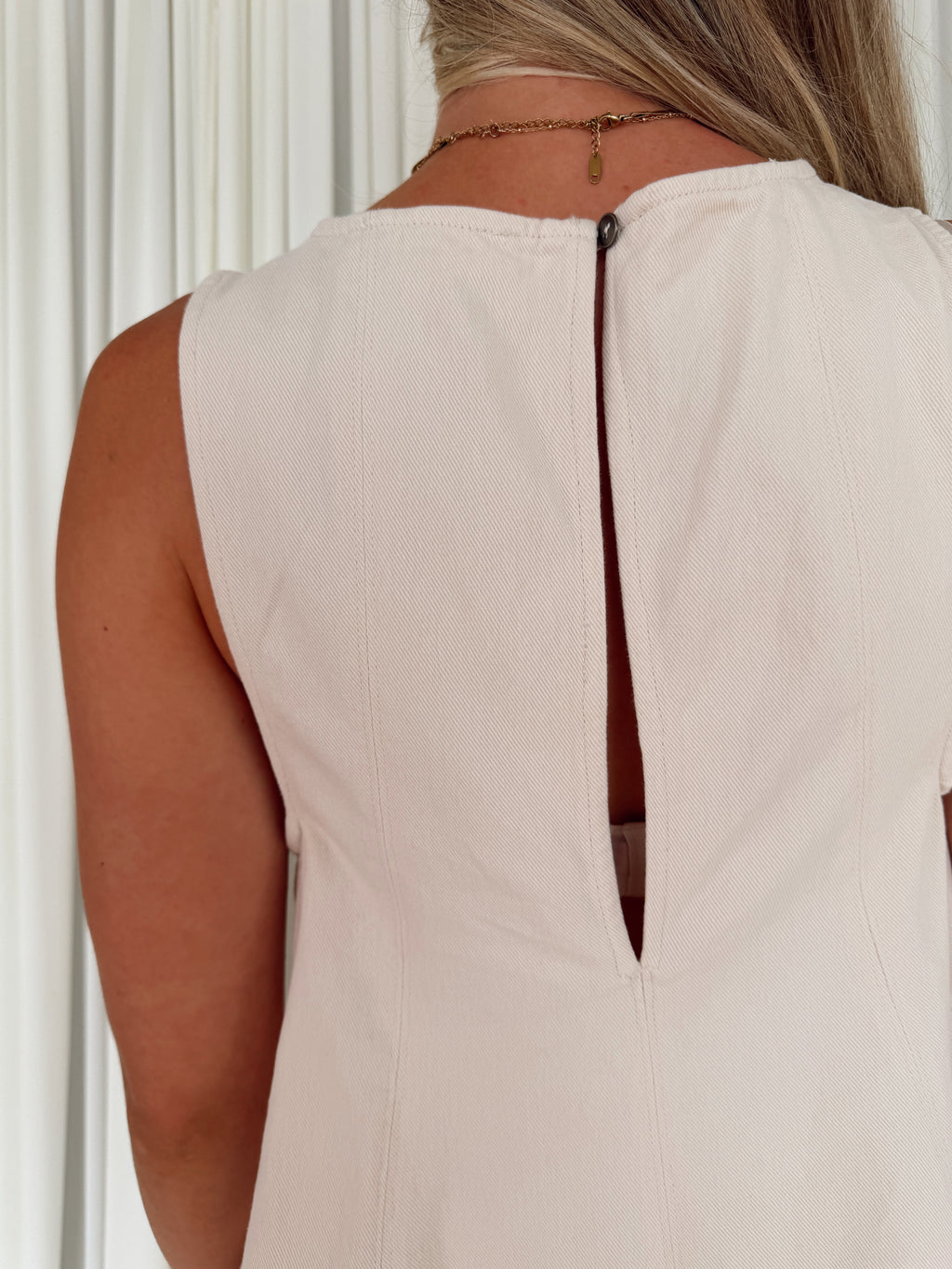 Flared A-Line Sleeveless Top - Cream