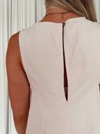 Flared A-Line Sleeveless Top - Cream