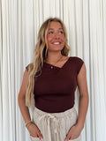Asymmetrical Wrap Neckline Knit Top
