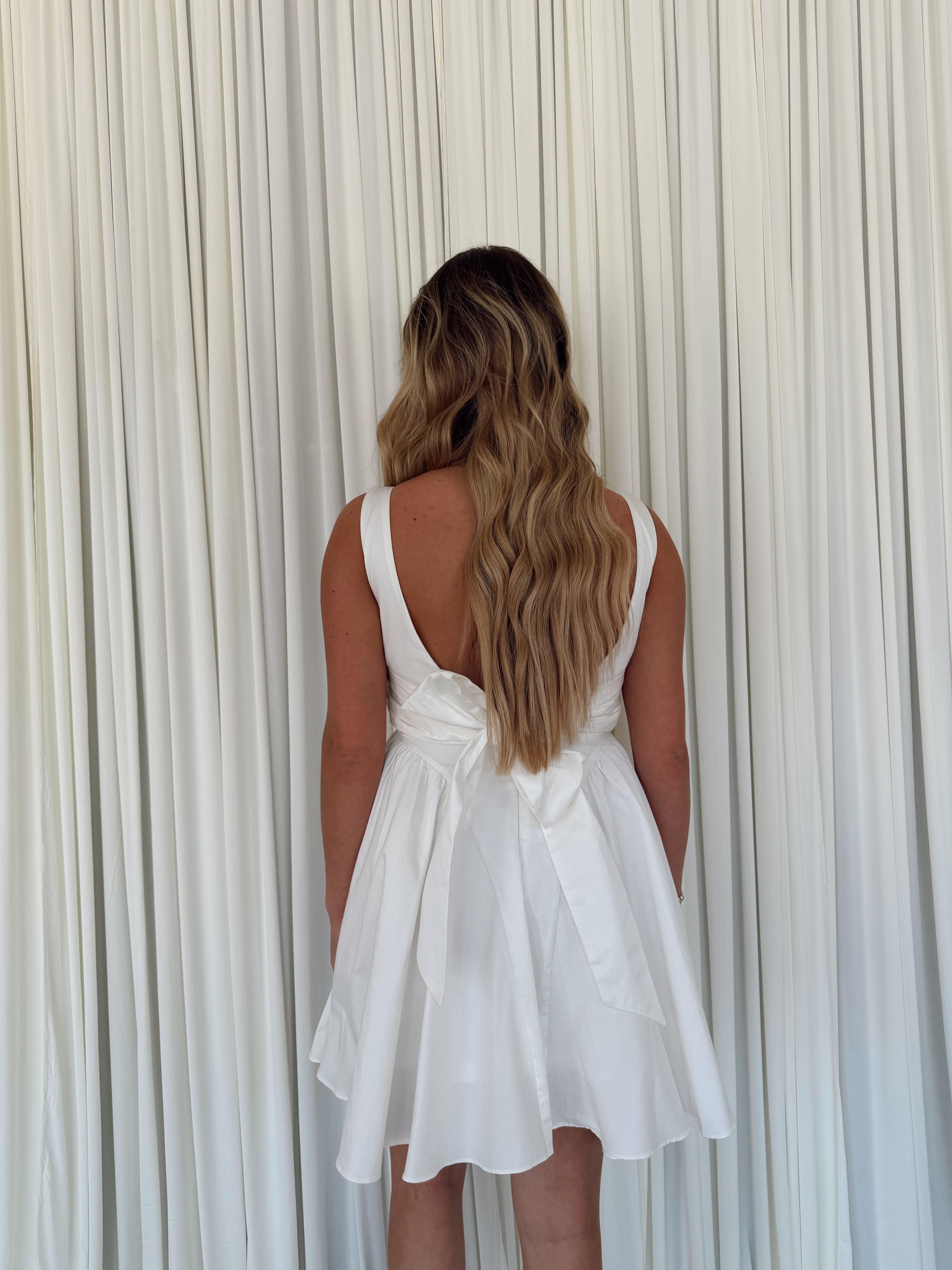 Ribbon Back Tie Mini Dress