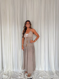 Neutral Floral Tie Front Maxi Dress