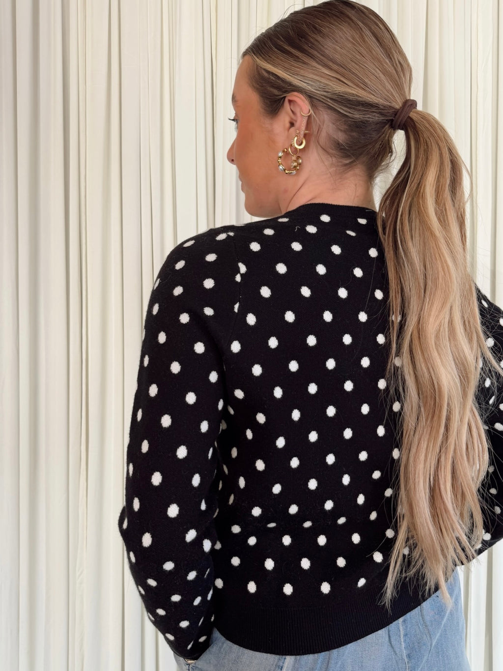 Polka Dot Button-Down Cardigan