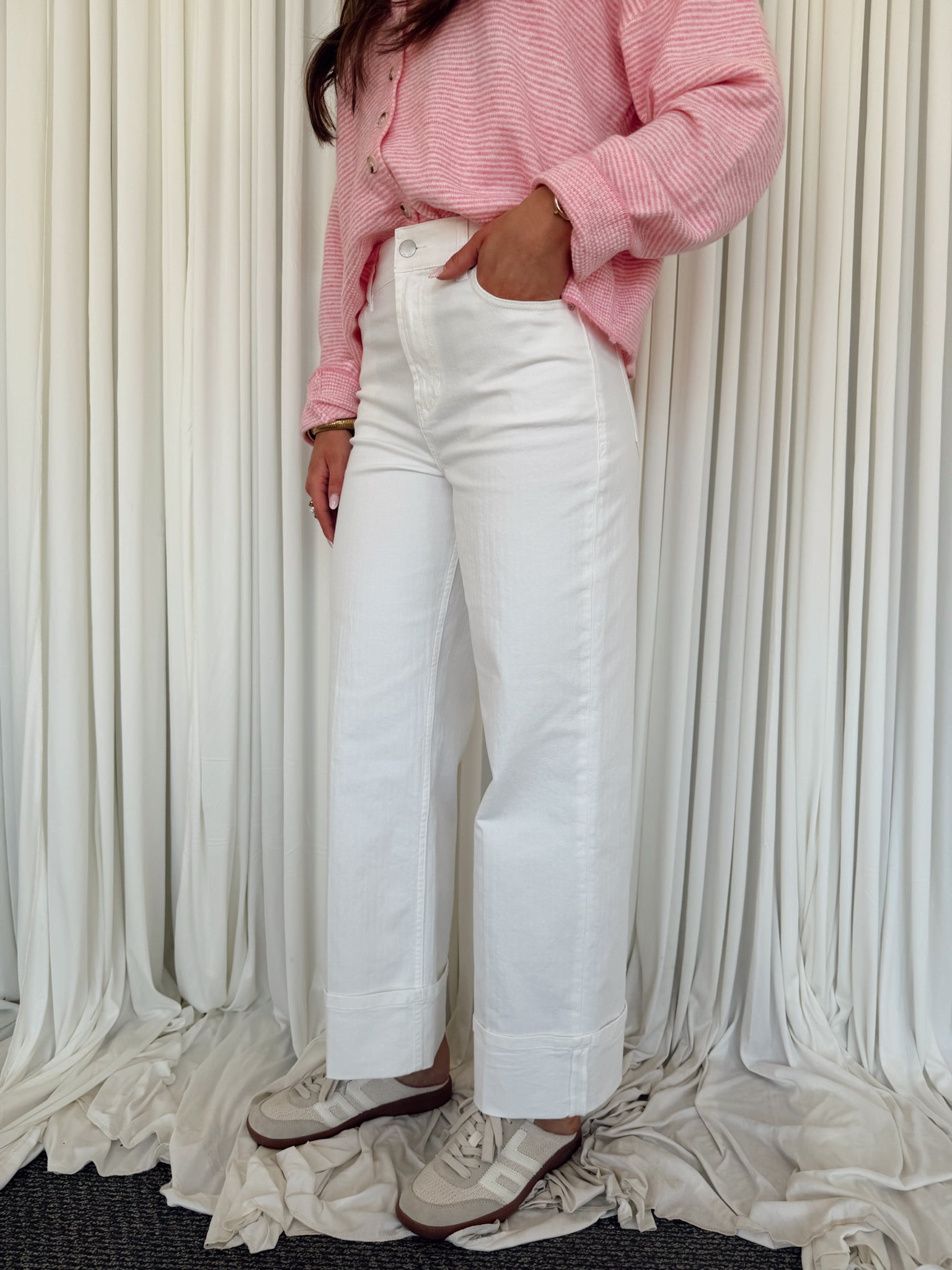 Holly Cuffed Hem Denim - Egret