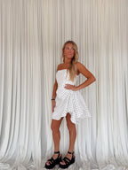Strapless Polka-Dot Mini Dress